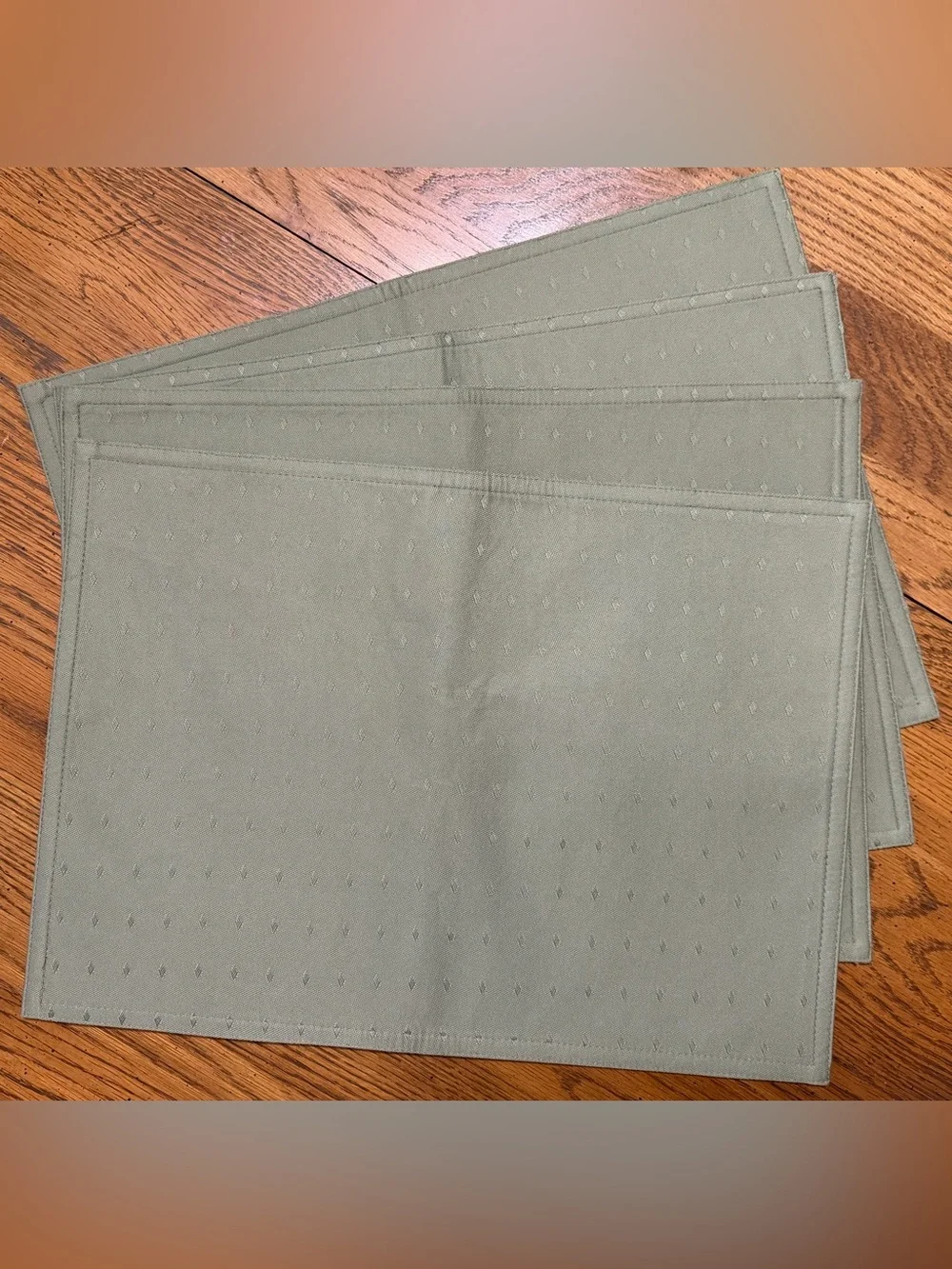 Set of 4 Olive Green Dining Placemats - Textured Dot Weave